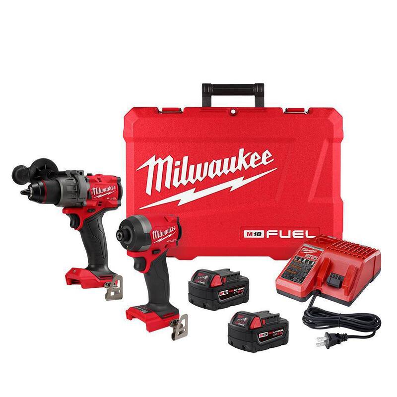 Kit combo de taladro percutor inalámbrico sin escobillas Milwaukee M18 FUEL 18V de iones de litio y destornillador de impacto (2 herramientas) con 2 baterías - 3697-22.