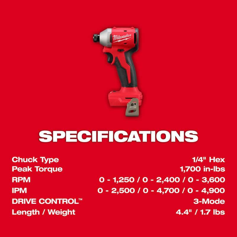 Milwaukee M18 18-Volt Lithium-Ion Juego de herramientas inalámbricas sin escobillas (4 herramientas) con 2 baterías, 1 cargador y bolsa para herramientas - 3693-24CX