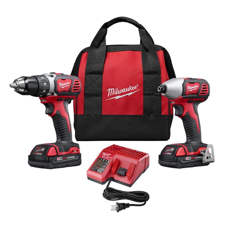 Juego de combo Milwaukee M18 18V de taladro inalámbrico/impacto con baterías de 1.5Ah, cargador y bolsa para herramientas (2 herramientas) - 2691-22