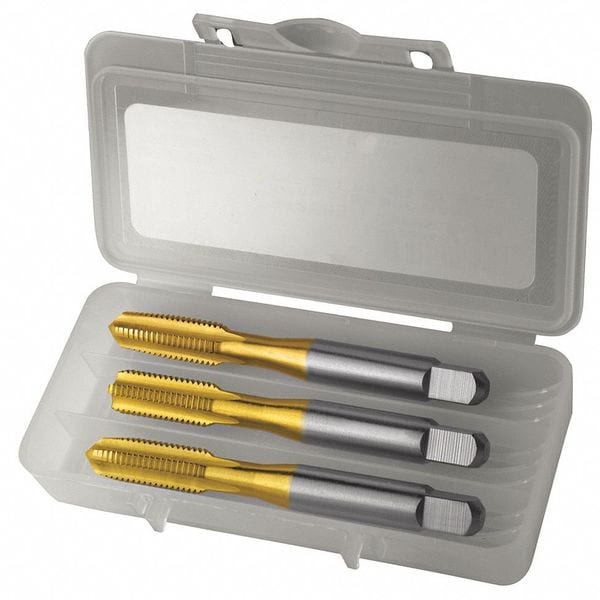 Greenfield Threading Tap Set, 1/4"-28, Bottoming, Plug, Taper, 4 Flutes, UNF - 174507