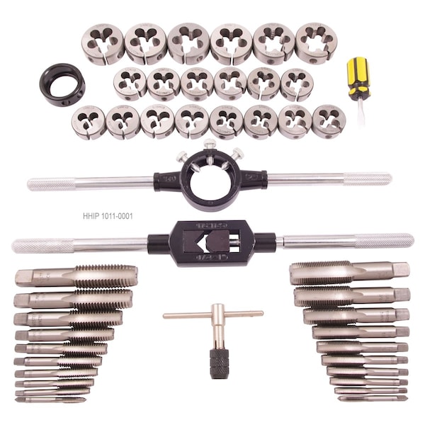 Hhip 45 Piece 1/4-1" Heat Treated Alloy Steel Tap & Die Set - 1011-0001