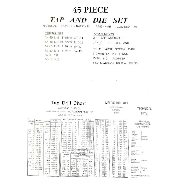 Hhip 45 Piece 1/4-1" Heat Treated Alloy Steel Tap & Die Set - 1011-0001
