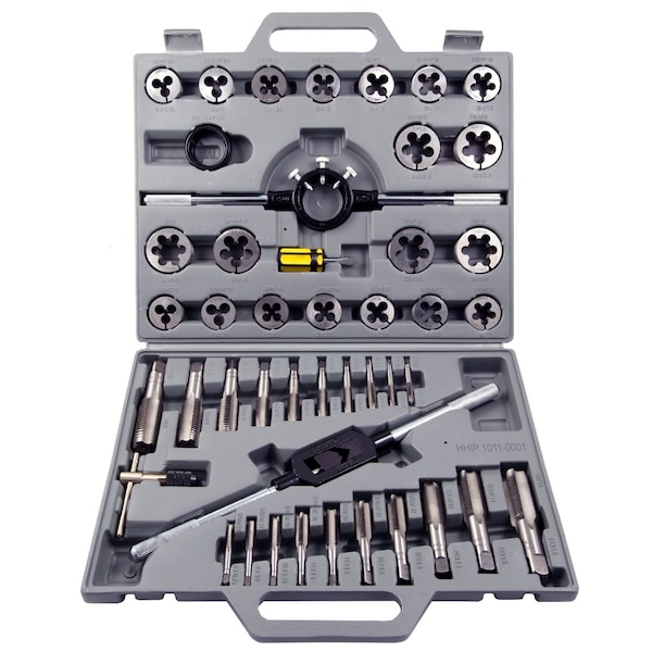 Hhip 45 Piece 1/4-1" Heat Treated Alloy Steel Tap & Die Set - 1011-0001
