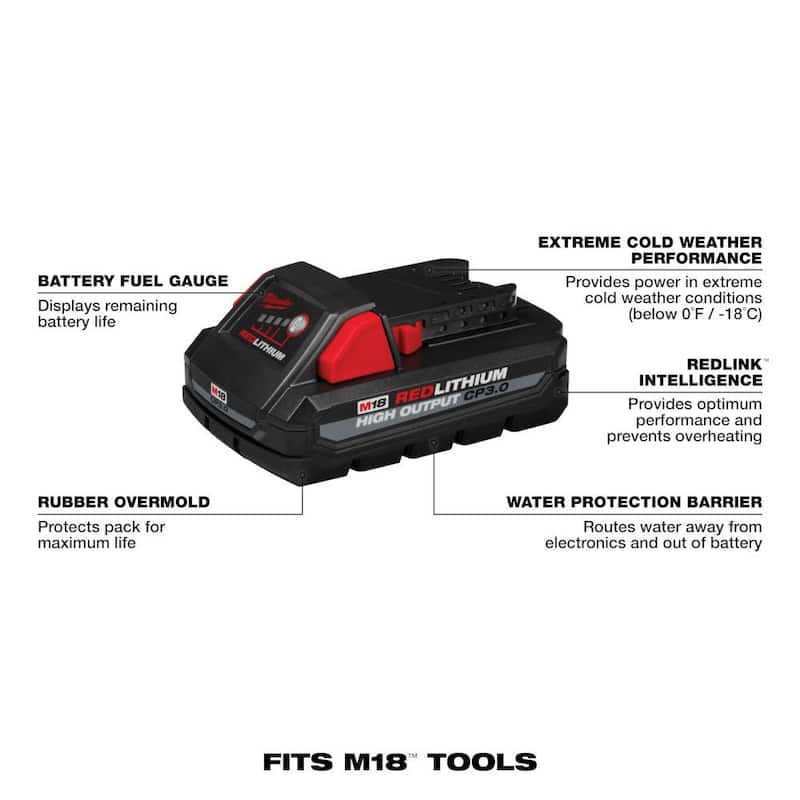 Kit de Combo Inalámbrico de 7 Herramientas Milwaukee M18 FUEL 18V de Iones de Litio Brushless con 2 paquetes de Baterías de 3.0ah - 3697-27-48-11-1837