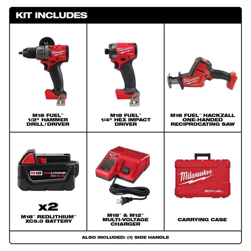 Milwaukee M18 FUEL 18-Volt Lithium-Ion Brushless Cordless Hammer Drill and Impact Driver Combo Kit (2-Tool) con HACKZALL - 3697-22-2719-20

Kit combo de taladro percutor y destornillador de impacto inalámbricos sin escobillas de 18 volts Milwaukee M18 FUEL (2 herramientas) con HACKZALL - 3697-22-2719-20