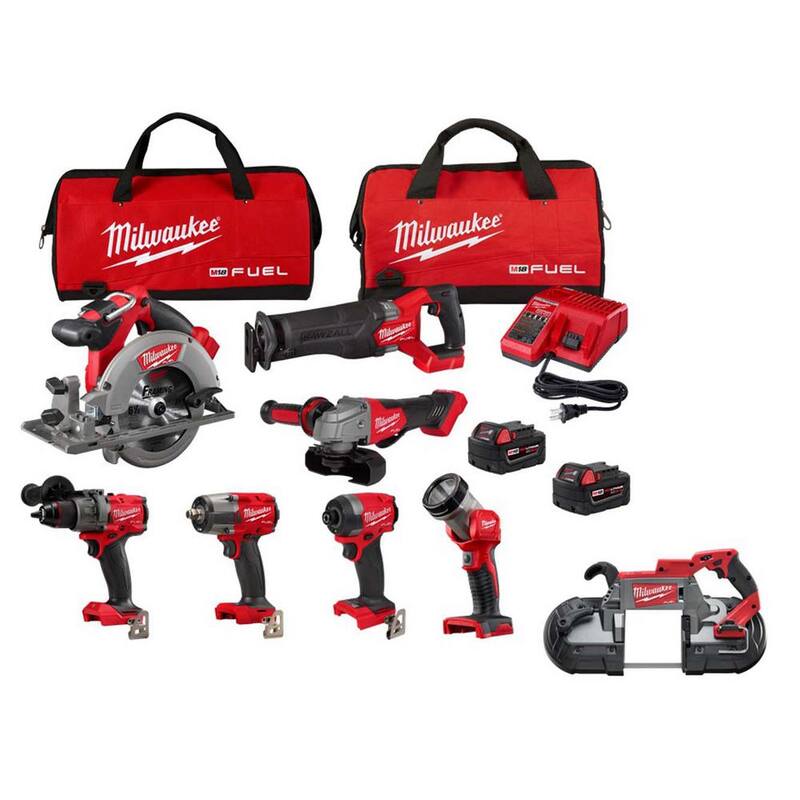 Milwaukee M18 FUEL 18V Lithium-Ion Brushless Cordless Combo Kit con (2) Baterías de 5.0 Ah (7 herramientas) y Sierra de Corte Profundo - 3697-27-2729-20