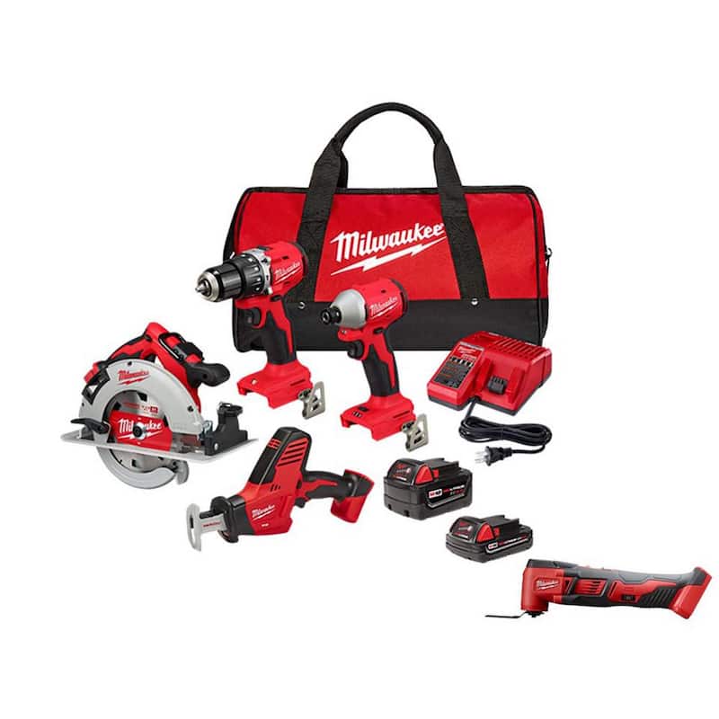 Kit Combo de Herramientas Inalámbricas Milwaukee M18 18V de Iones de Litio sin Escobillas (4 herramientas) con Herramienta Multiusos Oscilante - 3693-24CX-2626-20