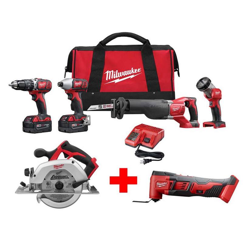 Juego de combos inalámbricos de ion de litio Milwaukee 18V M18 (4 herramientas) con sierra circular de 6-1/2 pulgadas M18 y multiherramienta oscilante - 2696-24-2630-20-2626-20
