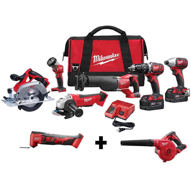Juego de herramientas inalámbricas Milwaukee M18 18V de iones de litio (4 herramientas) con herramienta multiusos oscilante M18 y soplador - 2696-26-2626-20-0884-20