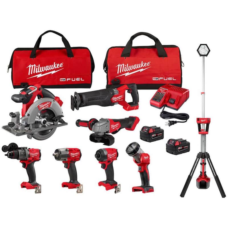 Milwaukee M18 FUEL 18-Volt Lithium-Ion Brushless Cordless Combo Kit (7 herramientas) con Luz M18 Tower - 3697-27-2131-20