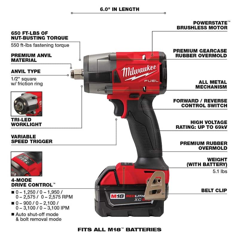 Milwaukee M18 FUEL 18-Volt Lithium-Ion Brushless Cordless Combo Kit (7 Herramientas) con Aspiradora M18 FUEL PACKOUT - 3697-27-0970-20