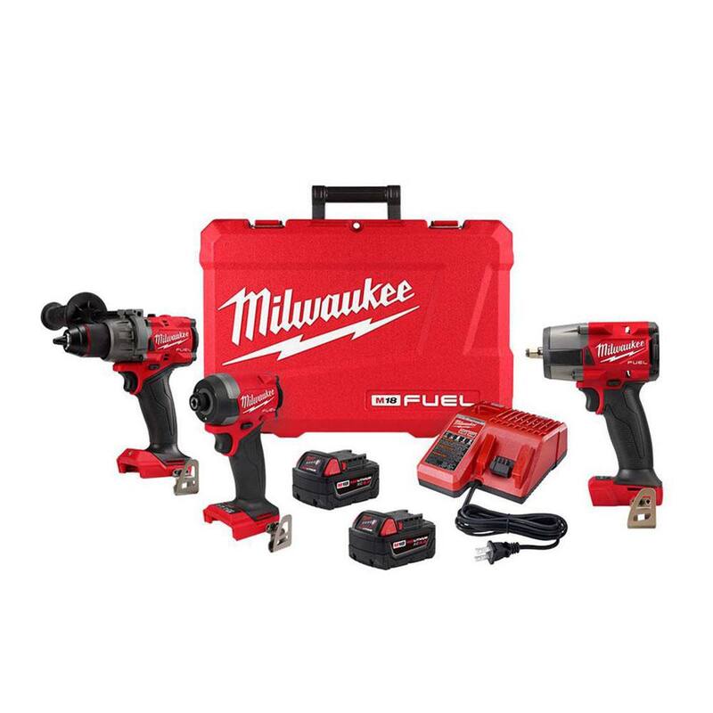 Milwaukee M18 FUEL 18-V Lithium-Ion Brushless Cordless Hammer Drill/Impact Driver Combo Kit (2-Tool) con Llave de Impacto de 3/8 pulg. - 3697-22-2960-20