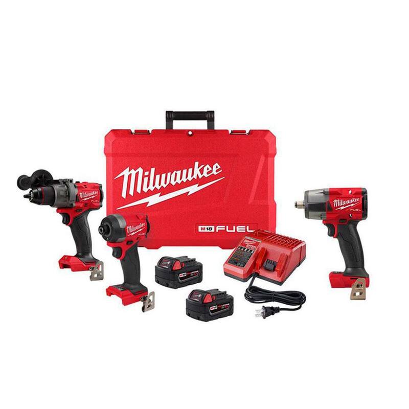 Milwaukee M18 FUEL 18-V Kit de combo de taladro percutor inalámbrico sin escobillas de iones de litio (2 herramientas) con llave de impacto de 1/2 pulg. - 3697-22-2962-20