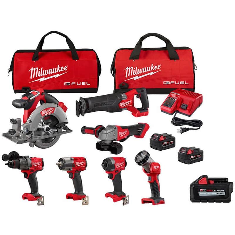Milwaukee M18 FUEL 18-Volt Lithium-Ion Brushless Cordless Combo Kit (7 herramientas) con (3) baterías - 3697-27-48-11-1865