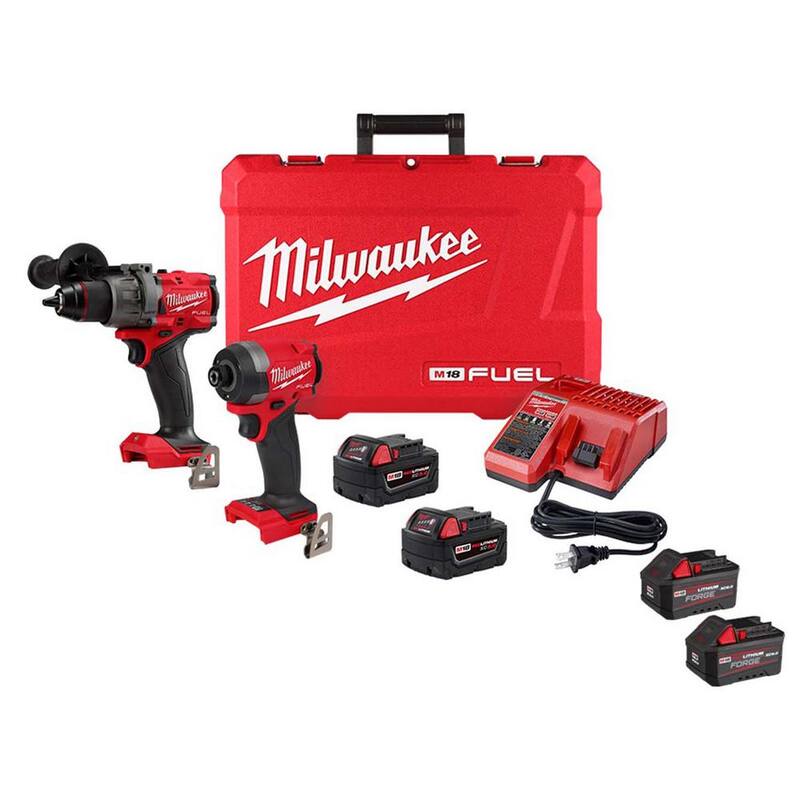 Kit combinado de taladro de martillo e impacto inalámbrico Milwaukee M18 FUEL 18V de iones de litio (2 herramientas) con 2 baterías y (2) Baterías FORGE de 6 Ah - 3697-22-48-11-1861P