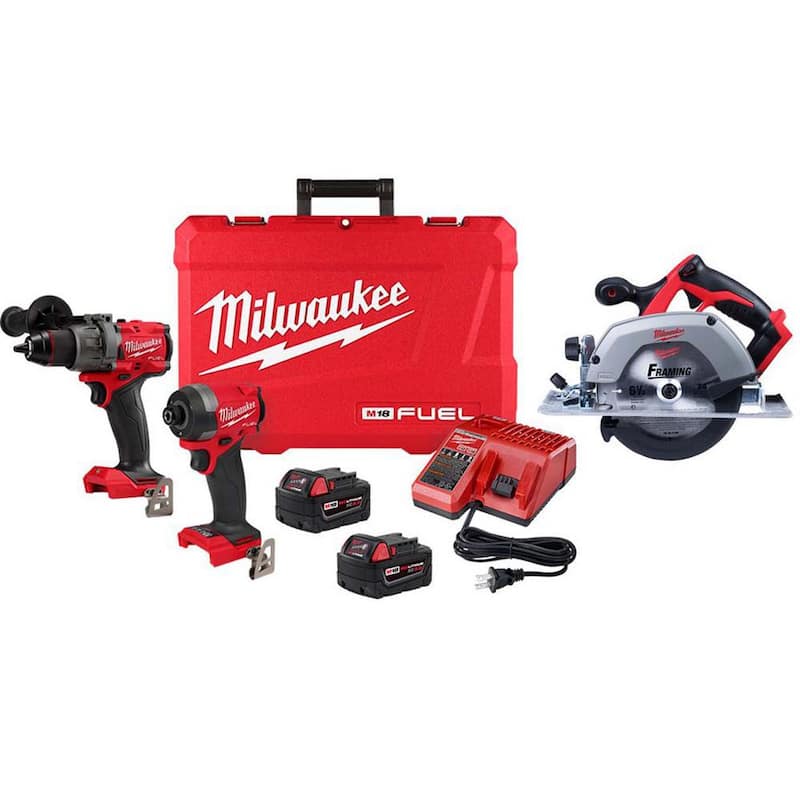 Kit combo Milwaukee M18 FUEL 18-V de Taladro Percutor Inalámbrico con Motor Sin Escobillas y Destornillador de Impacto (2 herramientas) con Sierra Circular de 6-1/2 pulgadas - 3697-22-2630-20