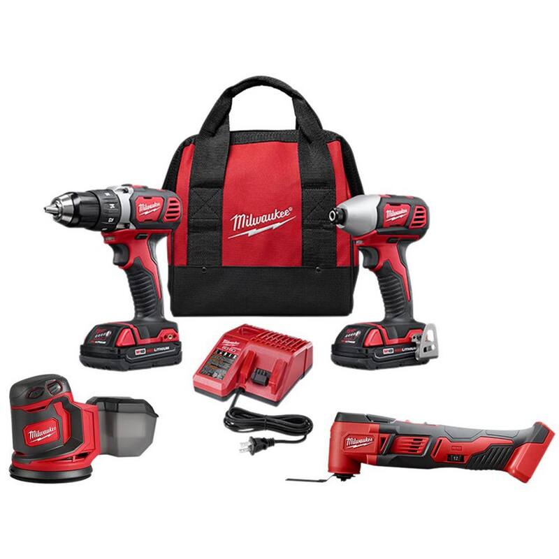 Kit combinado de taladro inalámbrico/destornillador de impacto/sierra reciproca Milwaukee M18 18V de ion de litio (3 herramientas) con lijadora de órbita aleatoria - 2691-22-2626-20-2648-20