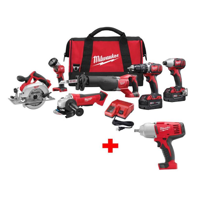 Kit Combo Inalámbrico de 6 Herramientas Milwaukee M18 18V de Iones de Litio con Llave de Impacto M18 de 1/2 pulgadas Gratis - 2696-26-2663-20