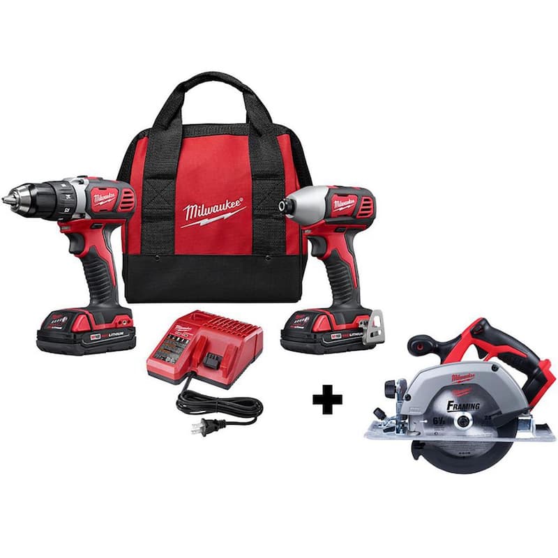 Milwaukee M18 18V Juego Combo de Taladro/Atornillador Inalámbrico de Iones de Litio (2 herramientas) con Sierra Circular - 2691-22-2630-20