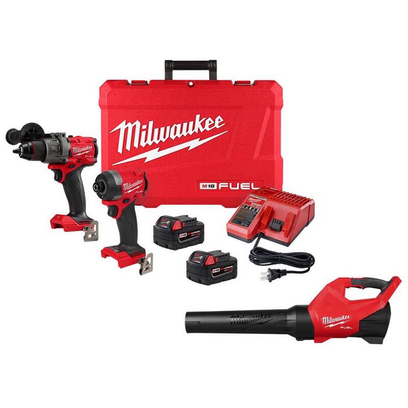 Milwaukee M18 FUEL 18V Lithium-Ion Brushless Cordless Hammer Drill and Impact Driver Combo Kit y M18 FUEL Blower - 3697-22-3017-20