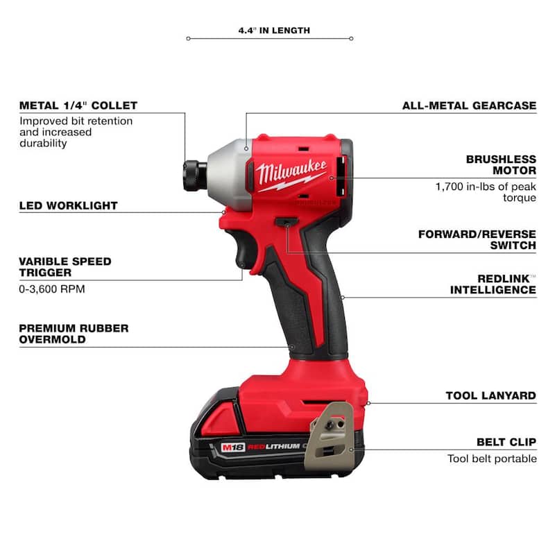 Milwaukee M18 18V Juego de Combo de Taladro/Impacto Inalámbrico Compacto sin Escobillas de Iones de Litio (2 herramientas) con Sierra Circular sin Escobillas de 7-1/4 pulg. - 3692-22CT-2631-20