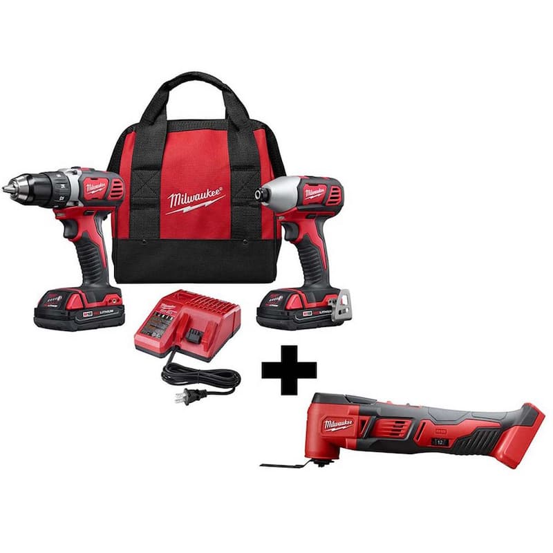 Kit combo de taladro inalámbrico/destornillador de impacto /multi-herramienta de 18V de ion de litio Milwaukee M18 (3 herramientas) - 2691-22-2626-20
