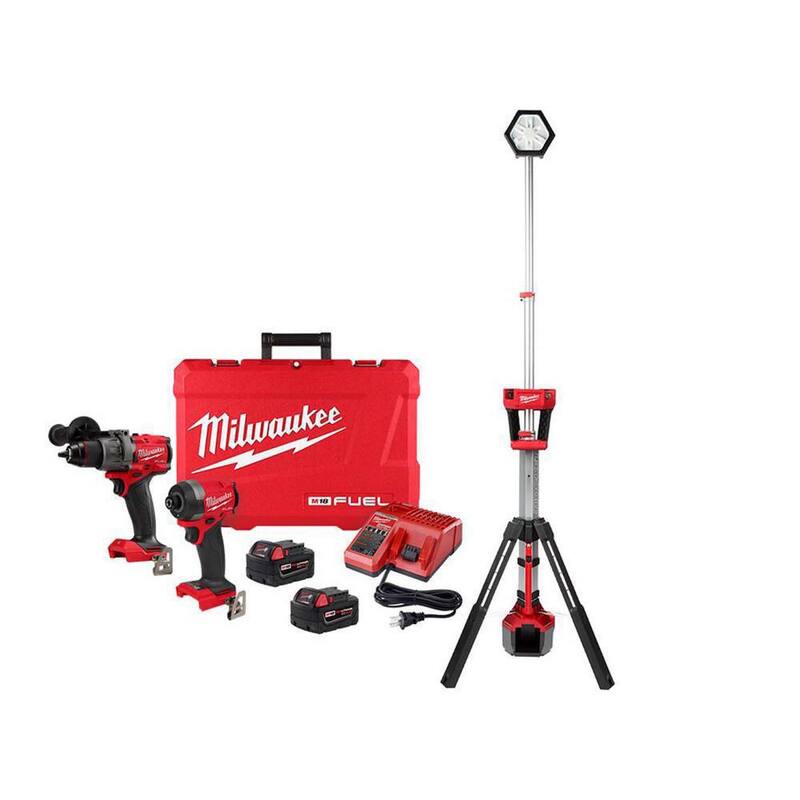 Milwaukee M18 FUEL Combo Kit de Taladro Percutor sin Escobillas y Atornillador de Impacto Inalámbricos de 18 Voltios con Luz de Soporte (2 herramientas) - 3697-22-2131-20
