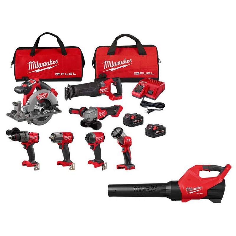 Milwaukee M18 FUEL 18V Lithium Ion Brushless Cordless Combo Kit (7 Herramientas) con M18 FUEL Soplador - 3697-27-3017-20