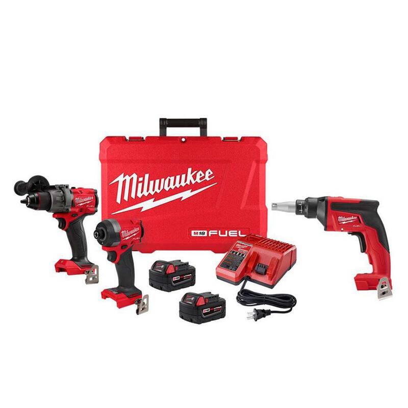 Milwaukee M18 FUEL 18-Volt Lithium-Ion Brushless Cordless Hammer Drill and Impact Driver Combo Kit (2 herramientas) con Pistola de Tornillos para Tablaroca - 3697-22-2866-20
