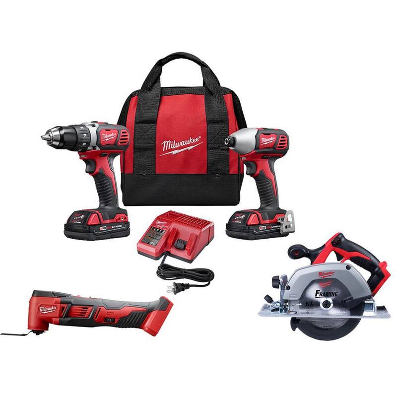 Milwaukee M18 18V Kit combo de taladro/destornillador inalámbrico de iones de litio/Multi-herramienta (3 herramientas) con sierra circular de 6-1/2 pulgadas - 2691-22-2626-20-2630-20