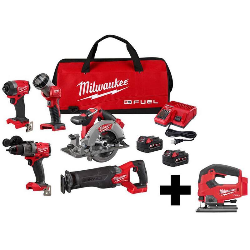Milwaukee M18 FUEL 18-Volt Lithium-Ion Brushless Cordless Combo Kit (5 herramientas) con sierra caladora FUEL - 3697-25-2737-20