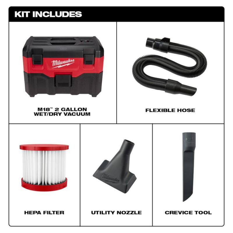 Juego de Combo Inalámbrico Milwaukee M18 18V de Iones de Litio sin escobillas con Aspiradora Húmeda/Seca de 2 Galones M18 - 3693-24CX-0880-20