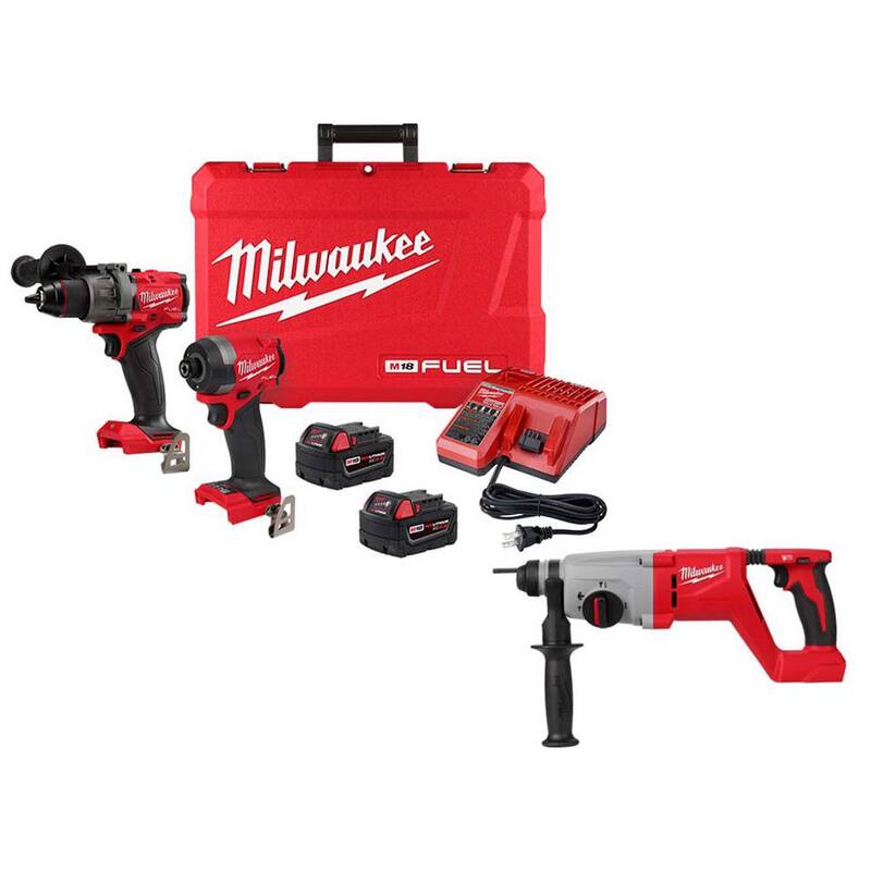 Milwaukee M18 FUEL 18V Lith-Ion Brushless Cordless Hammer Drill/Impact Driver Combo Kit w/2 Batteries & M18 Rotary Hammer - 3697-22-2613-20

Martillo inalámbrico taladrador/destornillador de impacto Milwaukee M18 FUEL de 18V con tecnología Lith-Ion Brushless, combo kit con 2 baterías y martillo rotativo M18 - 3697-22-2613-20