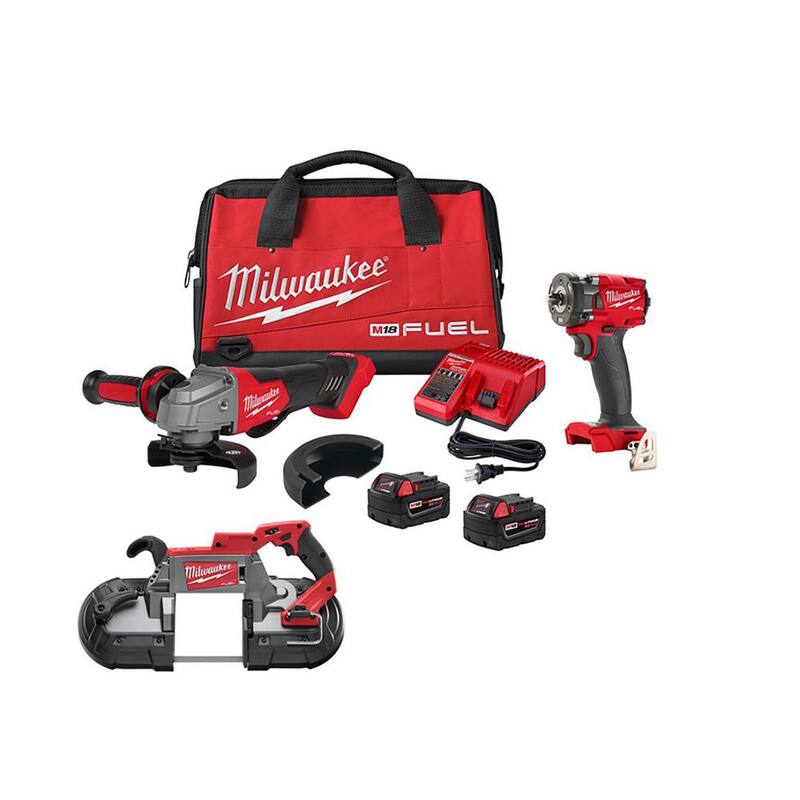 Milwaukee M18 FUEL Combo Kit (2 herramientas) de Amoladora inalámbrica con motor sin escobillas de ion de litio de 18V y Llave de impacto de 3/8 pulgadas, con Sierra de cinta para cortes profundos - 2991-22-2729-20.