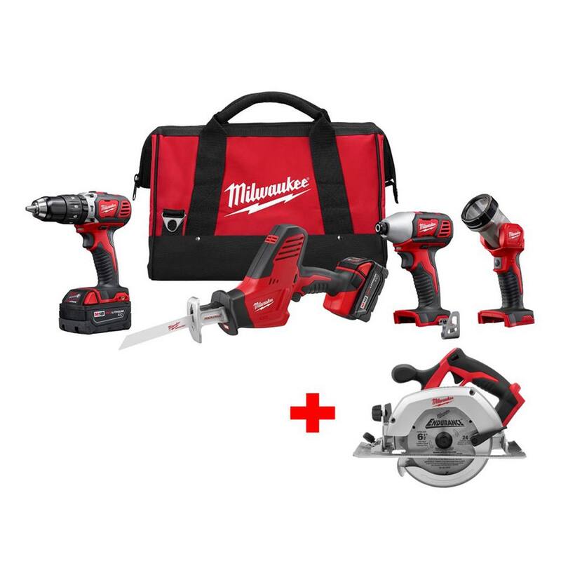 .
Paquete combinado inalámbrico Milwaukee M18 18V de iones de litio (4 herramientas) con sierra circular M18 6-1/2 in. gratis - 2695-24-2630-20