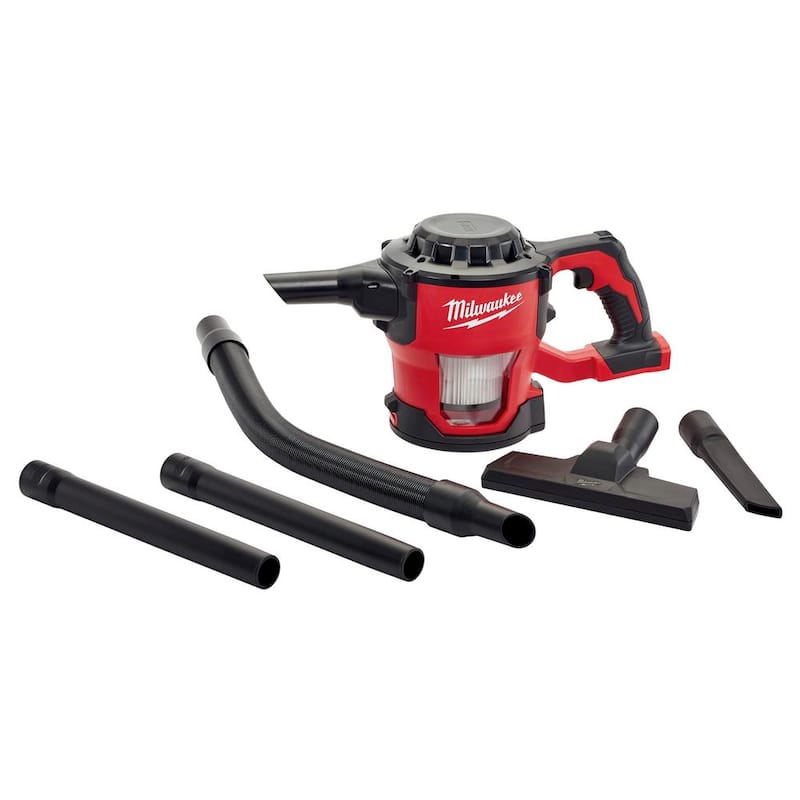 Juego de combinación Milwaukee M18 18V de taladro de martillo/impacto/Sawzall/luz inalámbrico de ion de litio (4 herramientas) con aspiradora compacta M18 - 2696-24-0882-20