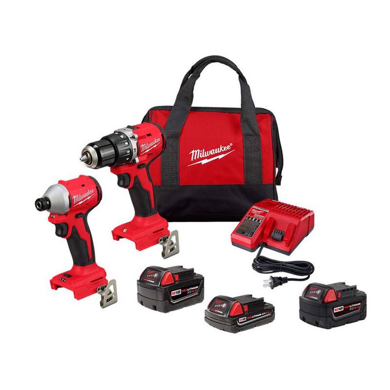 Milwaukee M18 18-Volt Lith-Ion Brushless Cordless Compact Hammer Drill/Impact Combo Kit con (2) baterías y batería M18 5.0 Ah - 3693-22CX-48-11-1850.