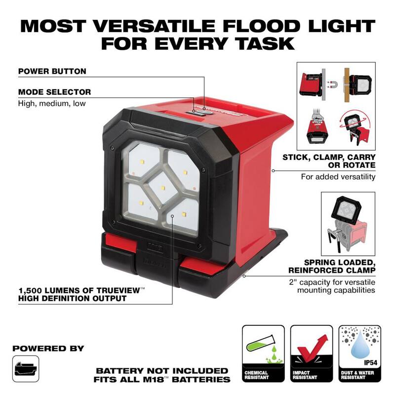 Juego de combos inalámbricos Milwaukee M18 de 18 voltios con tecnología de iones de litio sin escobillas (4 herramientas) con 2 baterías, 1 cargador y bolsa de herramientas con luz de inundación - 3693-24CX-2365-20