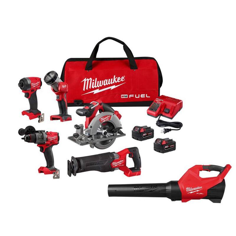 Juego de combo inalámbrico sin escobillas de 5 herramientas Milwaukee M18 FUEL 18V de ion de litio con soplador M18 FUEL - 3697-25-3017-20