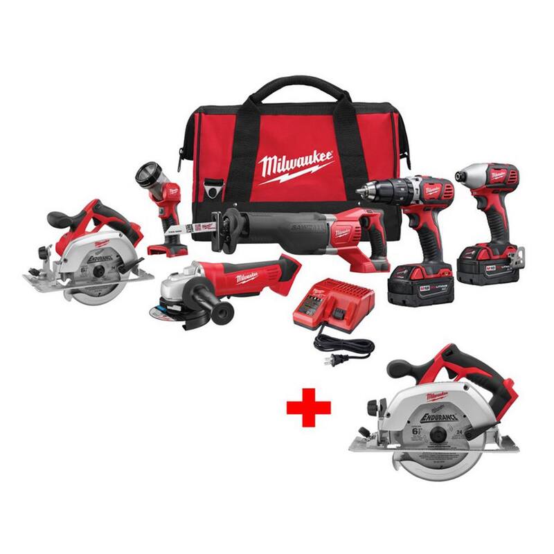Juego de combo inalámbrico de iones de litio Milwaukee M18 18V (6 herramientas) con sierra circular M18 18V 6 1/2 pulgadas gratis - 2696-26-2630-20
