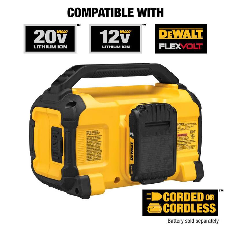 DEWALT ATOMIC 20V MAX Lithium-Ion Combo Kit Inalámbrico (2 Herramientas) y Bocina Inalámbrica con Bluetooth con (2) Baterías 2Ah y Cargador - DCK225D2WDCR010
