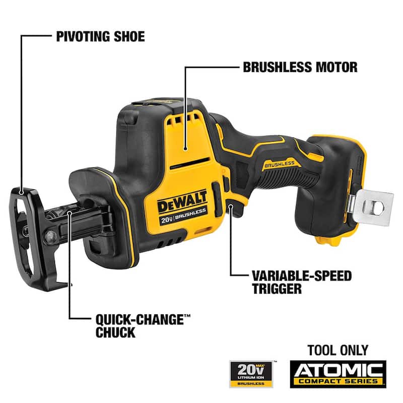 Kit combinado inalámbrico de 20V MAX de iones de litio (2 herramientas) y Sierra de sable compacta inalámbrica de motor sin escobillas 20V MAX ATOMIC - DCK226D2WCS369B