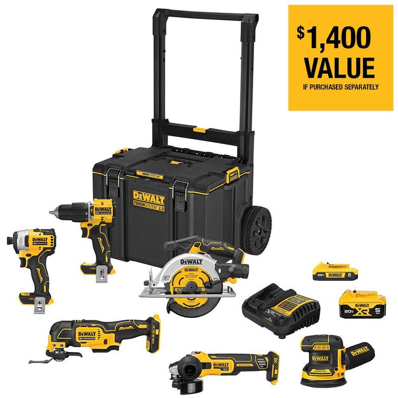 DEWALT 20-Volt Maximum TOUGHSYSTEM Kit de Combo Inalámbrico de 6 Herramientas de Iones de Litio y Sierra Alternativa 20V Max XR Brushless (Solo Herramienta) - DCKTS681D1P1W82