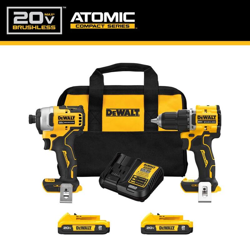 Kit combinado inalámbrico DEWALT ATOMIC de 20 voltios MAX con batería de iones de litio (2 herramientas) y amoladora de 4.5-5 pulgadas con (2) baterías de 2 Ah y cargador - DCK225D2WCG412B