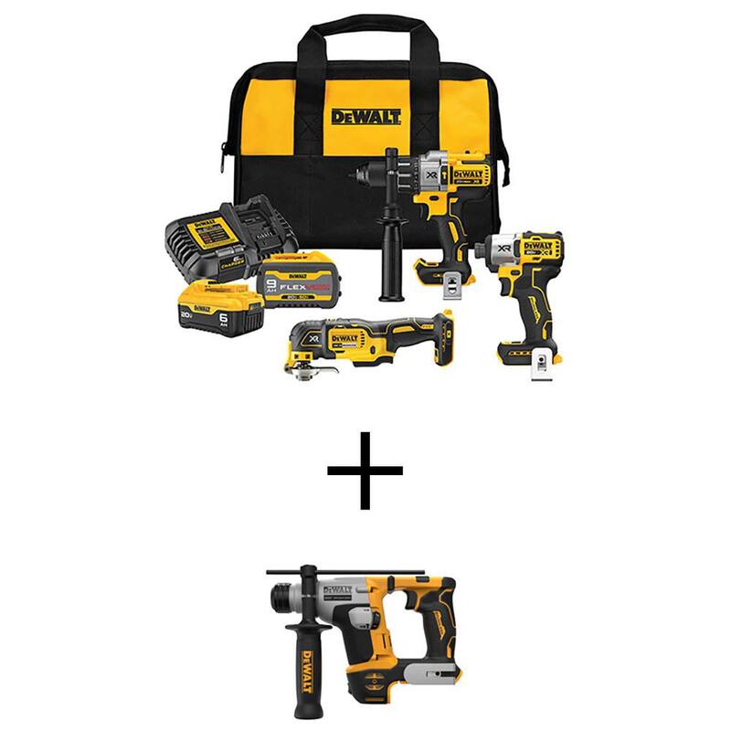 Kit combo inalámbrico de 3 herramientas con taladro martillo de 5/8 pulgadas con baterías FLEXVOLT 9 Ah y 20V 6 Ah y cargador - DCK320X1R1W172B de DEWALT 20V de iones de litio.