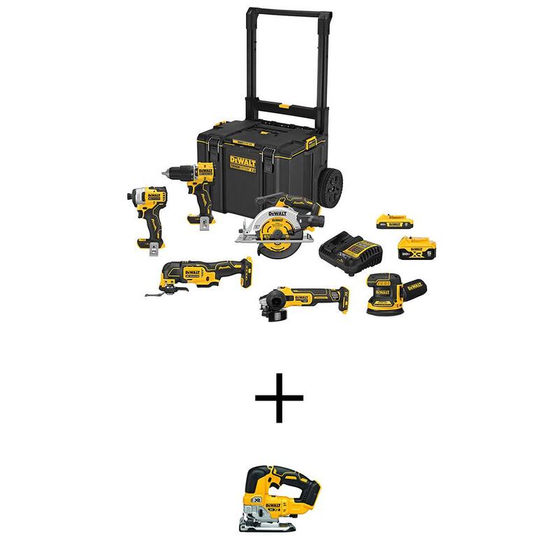 Kit combinado inalámbrico de 6 herramientas DEWALT 20V MAX ToughSystem de iones de litio y sierra de calar inalámbrica DEWALT 20V MAX XR sin escobillas - DCKTS681D1P1W34