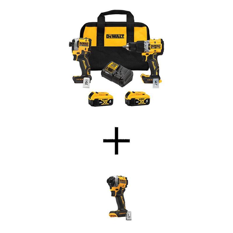 DEWALT 20V MAX XR Taladro percutor y Combinación inalámbrica de 2 herramientas de destornillador de impacto ATOMIC y 1/4 pulgadas Impact Driver con (2) baterías de 4Ah - DCK2050M2WF850B.