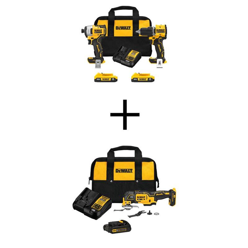 Kit combinado inalámbrico DEWALT ATOMIC de 20 voltios MAX de iones de litio (2 herramientas) y herramienta oscilante con (2) baterías de 2Ah y (1) de 1.5Ah - DCK225D2WS356C1.