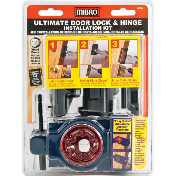 Mibro Carbon Steel Door Lock and Hinge Installation Kit for Wood Doors - 366291