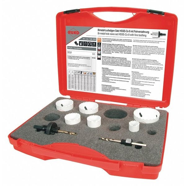 Ruko Hole Saw Kit EK Bi-Metal HSSE-Co8, 8 Pcs. - 126302